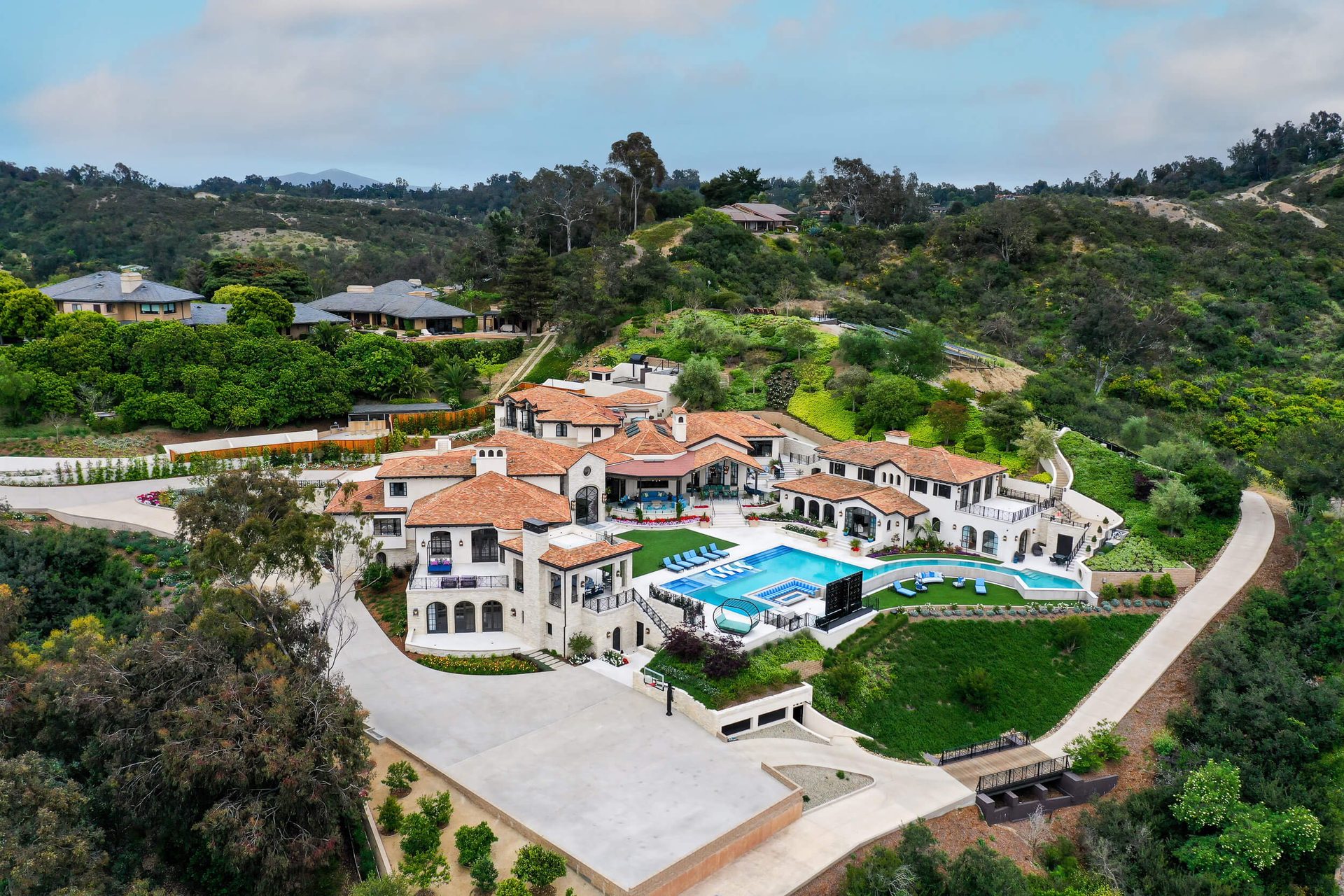 Landmark residence, Rancho Santa Fe — aerial view
